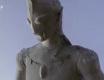 His statue before falling down and shattering