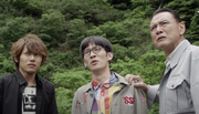 Jetta, Shin and Kofune witness the battle of Ultraman Orb and Galactron.