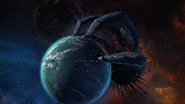 Malebrandes attacking planet Esmeralda