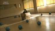 Misuzu in box and many ball outside