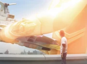 Ryu witnesses the moment Mirai transforms into Mebius.