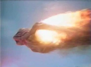 Half-Transformed Apatee (spaceship form) struck down