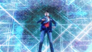 Ginga, X dan Orb terbang melayang melewati skrin; Ultraman dan Belial bergabung dengan Geed