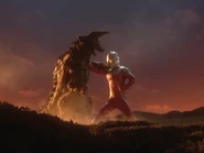 Zabangi being stabbed by Ultraseven's Eye Slugger