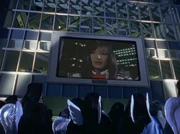 Iruma urged the citizens to free themselves from Kyriels' brainwashing, thus enabling Tiga, who was struggling, to regain the "light