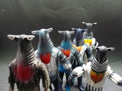 Alien Pegassa (leftmost and backmost: POPY and Medicom ver.)