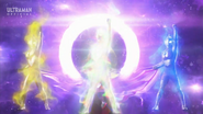 Gai Kurenai transforms into a silhouette of Ultraman Orb