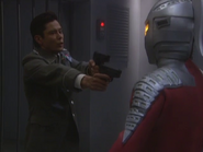 Kaji's desperation to stop Ultraseven from entering the storage room