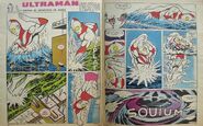 Billiken ultraman pestar.jpg (953 KB) Argentina comic 'Ultraman' in magazine Billiken in 1969. On the way from the scene on the left to the scene on the right, "the scene where Ultraman is being enveloped into a lump of oil by Pestar in the sea" is omitted, so the connection is difficult to understand.