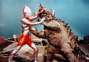 Neronga vs Ultraman (Alien Baltan is in the background)