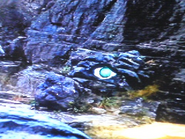 Annon as an eye on a pile of rocks