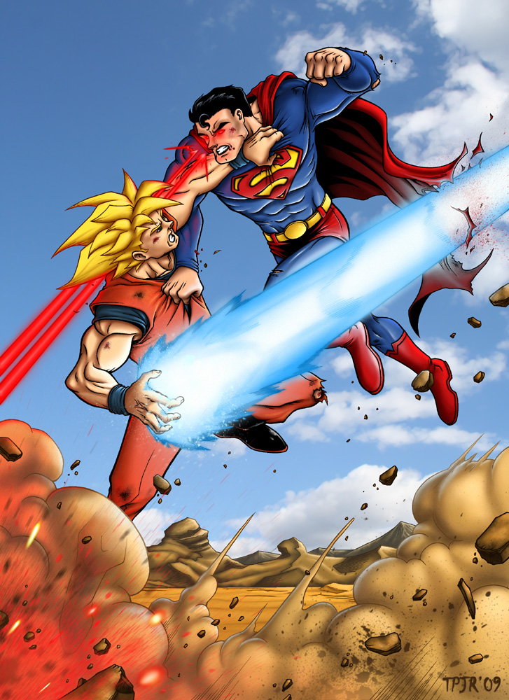 superman goku strength vs strength