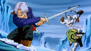 Trunks defeating Android 14 using his sword