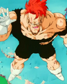 Recoome mocks Vegeta after knocking him into the water