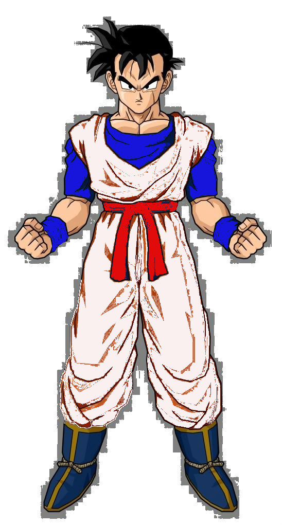 gohan from dragon ball z flying through galaxy, black