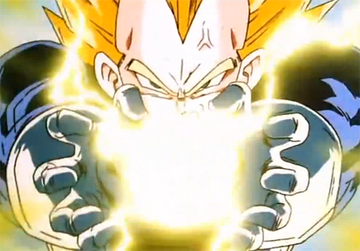 God Vegeta charging his final flash!! Last episode 