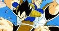 Vegeta powerfully nails Recoome to the ground