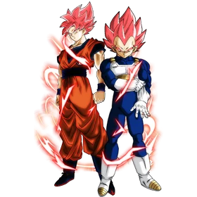 Goku and Vegeta using their Divine Awakening.