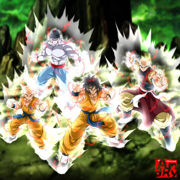 SSJ Goku (CG), SSJ Vegeta (CG), SSJ Trunks (CG) and SSJ Gohan (CG) vs Thor