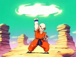 Krillin laddar en Destructo-skiva