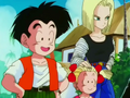 Android 18, Marron, and Krillin at the 25th World Tournament