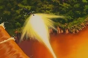 Cooler uses his Death Flash against Goku