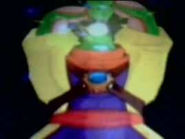 Is he drinking energy through a straw?