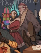 Gabriel as seen in New Blood's 2023 Christmas post carrying presents alongside Dusk Dude