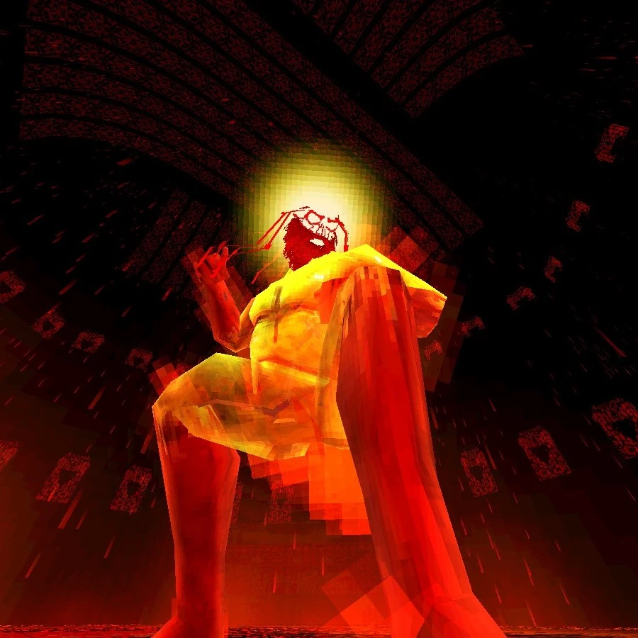 Sisyphus Prime from ULTRAKILL, freshly emerged from the Flesh Panopticon