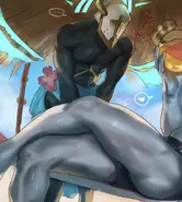 Gabriel as seen in promotional art in the Act 2 teaser on the official Ultrakill Steam page