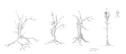 Concept art for the level's trees.