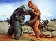 オリンピック競技場で闘う、アボラスとバニラ