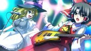 Jessica and Kanon dressed as Marisa Kirisame and Reimu Hakurei from Touhou.