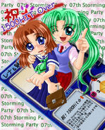 Artwork of Rena and Mion drawn by Tsubaki Naruse to celebrate the 07th Expansion website reaching 1500 hits