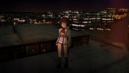 Miyao standing on a building in the prologue