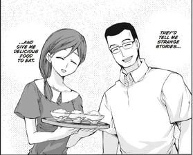 Takemitsu and his wife in the Matsuribayashi manga
