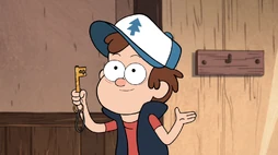 Dipper dando a chave do diário da Mabel para ele