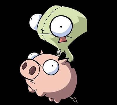 Gir riding a pig