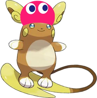 Alolan Raichu Along with Poppy the Red Puyo