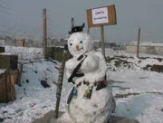A snowman (NOT TO BE CONFUSEd FOR A EVIL SNOWMAN FROM THE ) after a long battle during the 2nd Ducky War
