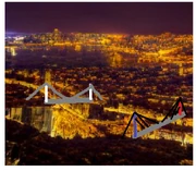A view of Ultra City at night. Two Bridges can be seen,which are used to get between both sides of the city.