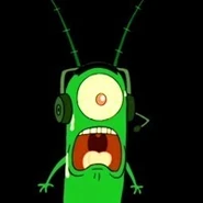 Plankton (wearing his gamer headset) when he knew that he was banned for good...