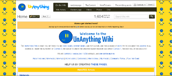 UnAnything Main Page circa December 2013.