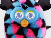 A Blue, black and pink furby boom