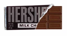 A Hershey Bar, a typical chocolate product example and 's favorite brands of chocolate.