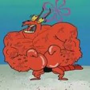 Larry the Lobster preforming Hulking Flex.