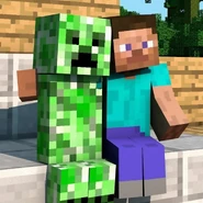 Steve used to be friends with Creepers. Steve later found out that the Creepers like little girls, so Steve is now enemies with the Creepers.