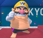 Wario from Mario & Sonic at The Olympic Games Tokyo 2020. People are shocked that he has no nipples, but he probably ate them (what?)