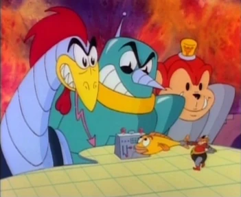 Picture featuring the 3 most important members as giants.