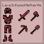 Lava infused netherite armor and tools